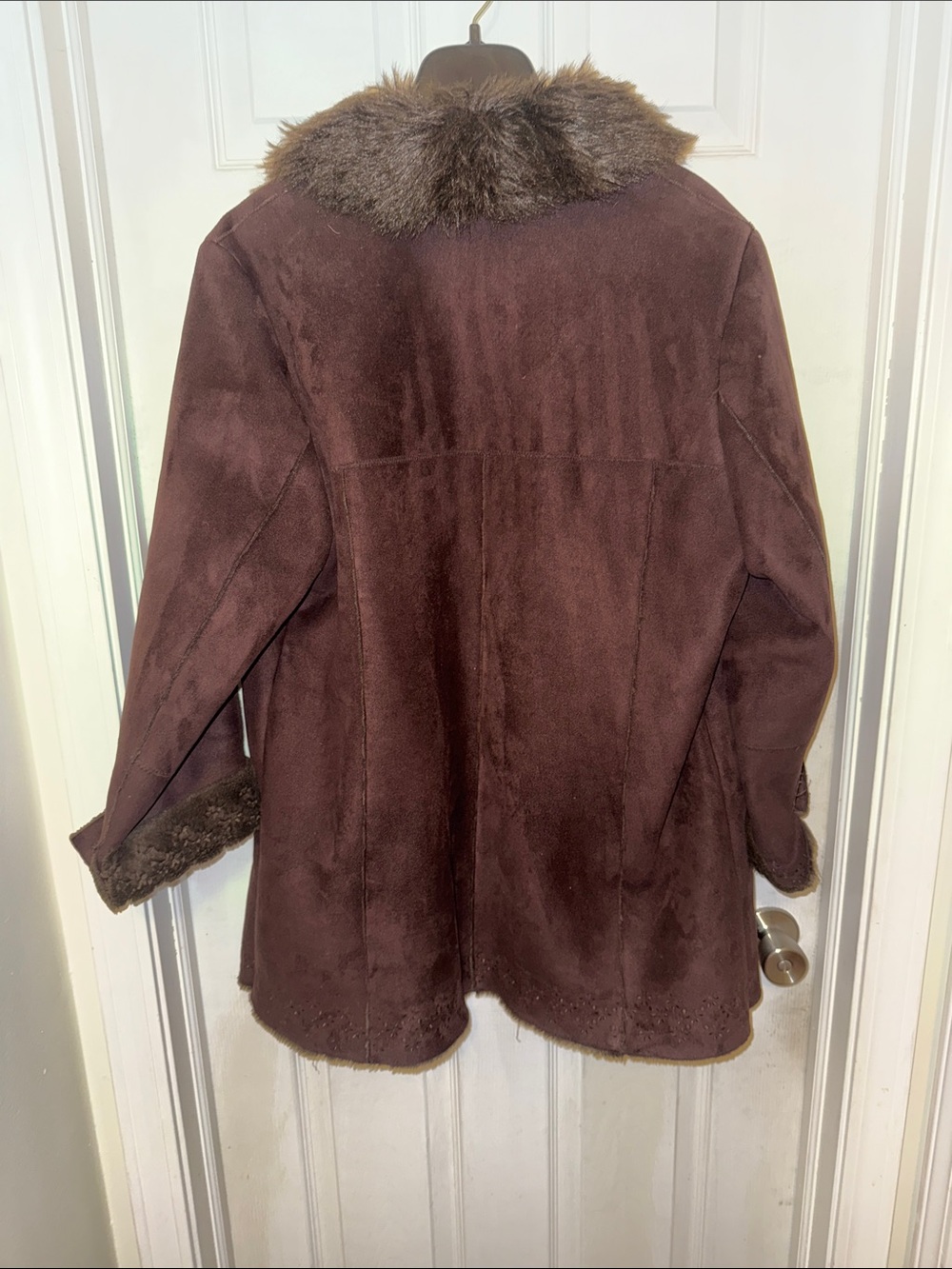 Brown Shearling Fur-Trim Coat/Jacket - Picture 7 of 7